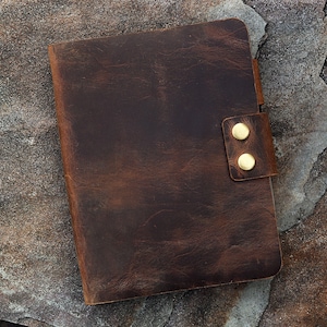 Capa para caderno vintage retrô A5 de couro com argolas / diário personalizado recarregável de couro com bloco de desenho - NA505WS