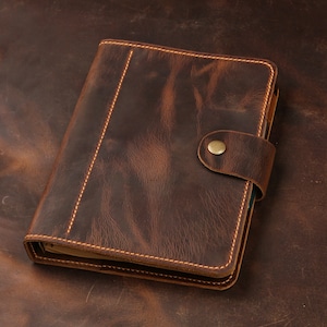 Agenda vintage en cuir format A5 / Classeur en cuir véritable rechargeable Carnet de voyage pour homme et femme NBA505TB