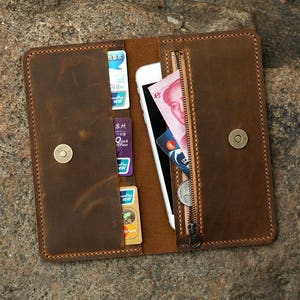 Cartera de teléfono de los hombres de cuero / iPhone 6 7 más funda del teléfono de la cartera / iphone 6s caso de la cartera magnética bolsillo de cremallera de presión magnética IP05WMG
