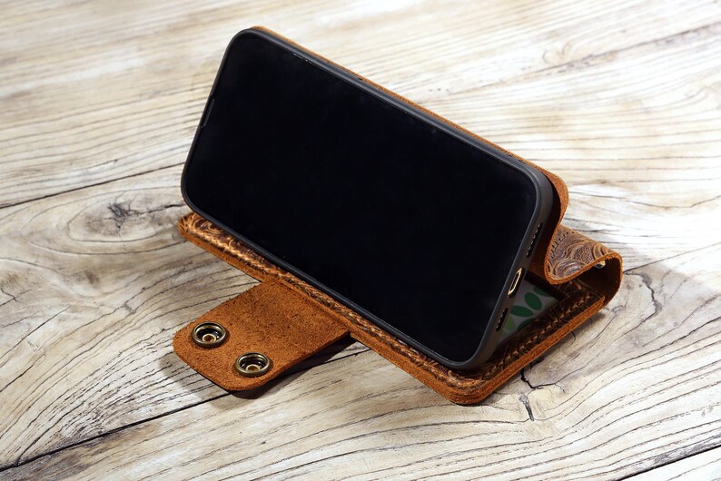 Personalized Crossbody Phone Wallet Tooled Leather Iphone 13 Etsy