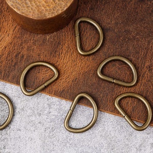 Anello a D in ottone massiccio antico - 25 mm Hardware in ottone in stile vintage per artigianato in pelle fai da te, forniture per artigianato in pelle per borse H11-BWD25