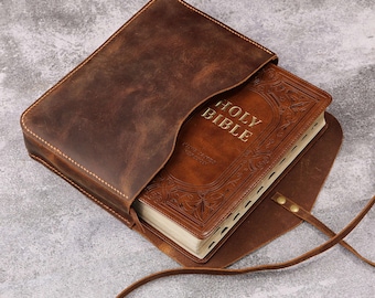 Couverture de bible en cuir personnalisée, étui pour bible rustique pleine fleur fait main, couverture de livre gravée personnalisée, cadeau chrétien pour homme et femme U05-LKBP