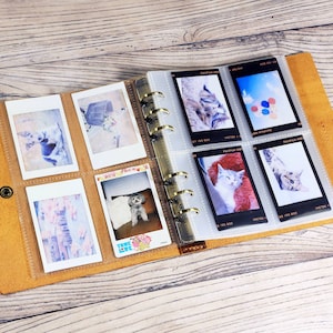 Mini album photo instax personnalisé avec pochettes, mini album photo large instax en cuir vintage, classeur de cartes-photos en cuir X06-LIX0PA