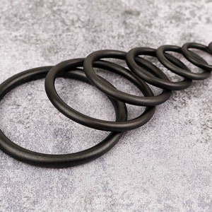 Heavy duty matte BLACK solid brass rings no seam , 1 2 3 inch seamless large black brass metal o rings home depot  H10-BRNS