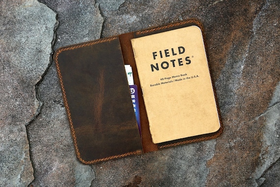Personalized leather cover for pocket size field notes notebook / slim minimal field notes leather case cover FA605S