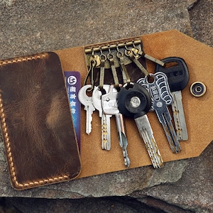 Cartera de cuero para llaves, llavero de cuero, funda de cuero para llaves, estuche para llaves personalizado CK005S