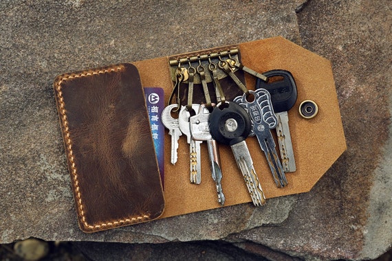 vintage leather key organizer slim leather key holder case