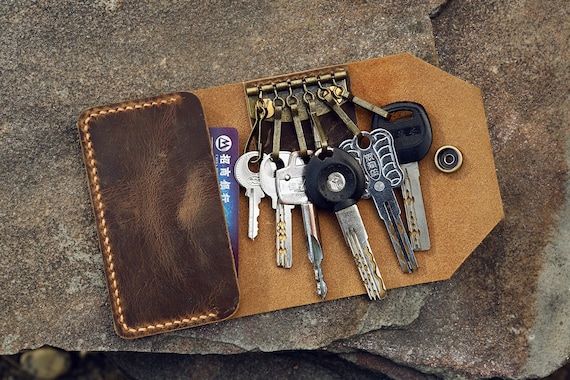 vintage leather key organizer slim leather key holder case