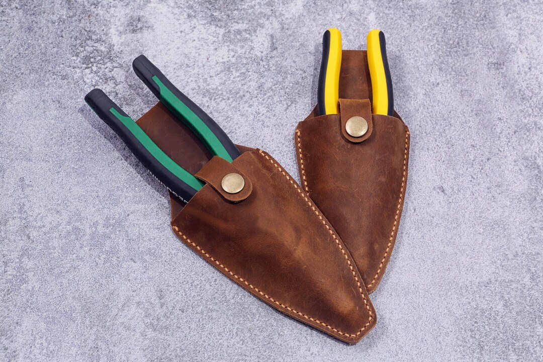 Personalized Leather Plier Holster Holder With Belt Clip, Small Leather