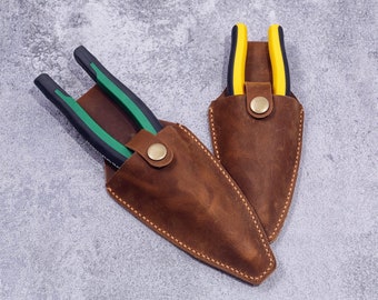 Personalized Leather plier holster holder with belt clip, small leather tool holster pouch for plier W07-LPHS