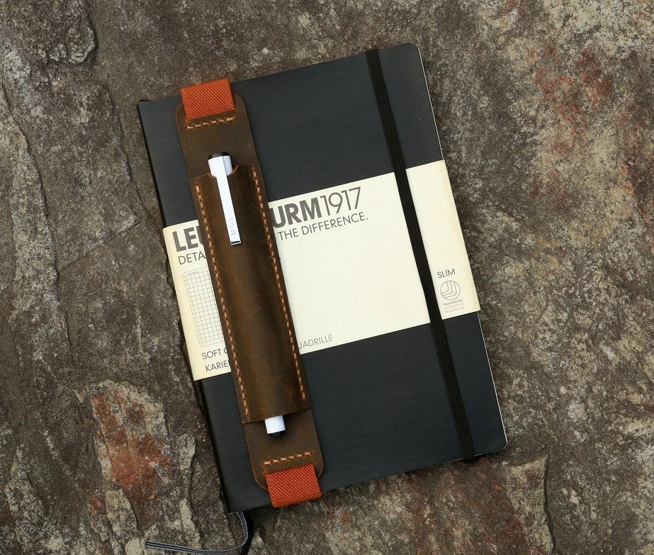 Vintage Leather Pen Pencil Holder Quiver for Moleskine Large Etsy