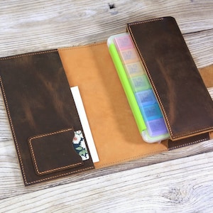 7 day weekly pill organizer box with leather case, stylish pill organizer 2 4 times a day ,daily pill box organizer for Vitamin - Z09-LPOP05