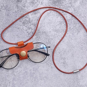 Porte-lunettes en cuir avec cordon, collier porte-lunettes en cuir, cordon de retenue pour lunettes en cuir - W06-LERL