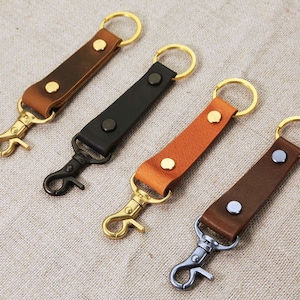 Heavy Duty personalized leather keychain with solid brass hook , Custom car Key fob , monogrammed key chain , wedding Giveaway - Y03-LSBKC