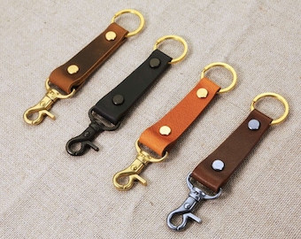 Heavy Duty Personalized Leather Keychain With Solid Brass Hook