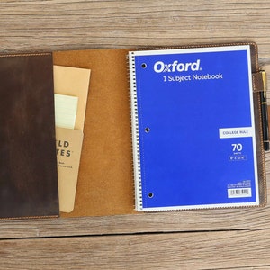 Personalized rustic distressed leather cover for 8 x 10.5 inch Oxford spiral notebook /  8&quot; x 10.5&quot; notebook leather cover - NOD8105S