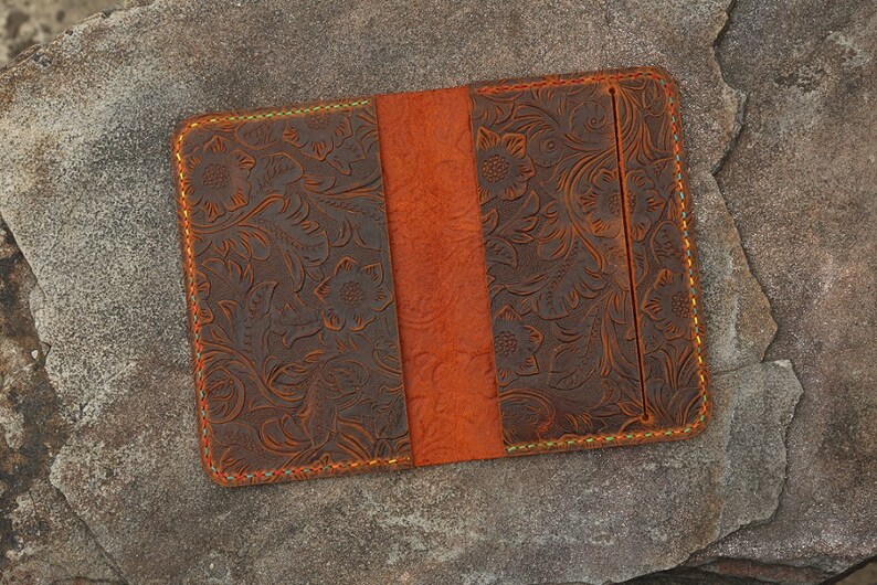 Women embossing flower real Leather notebook cover for Etsy