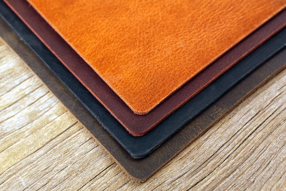 Personalized Full Grain Leather Desk Pad Blotter , Black Leather