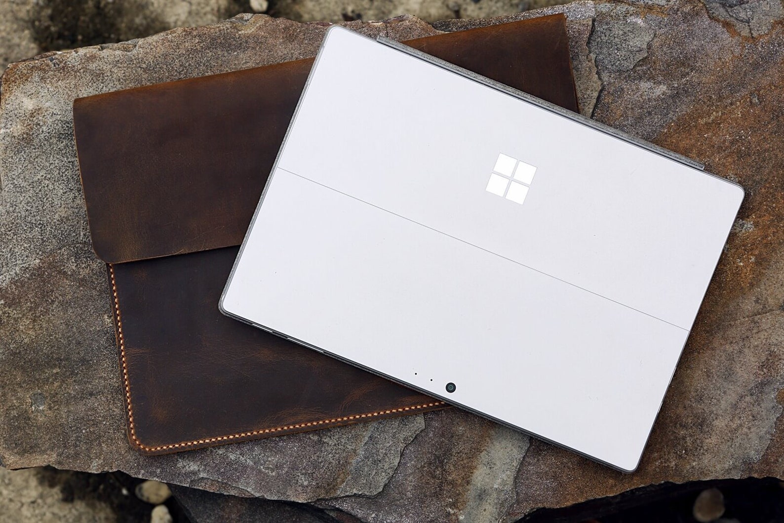 Vintage Leather Microsoft Surface Pro X Case With Keyboard Rustic Retro