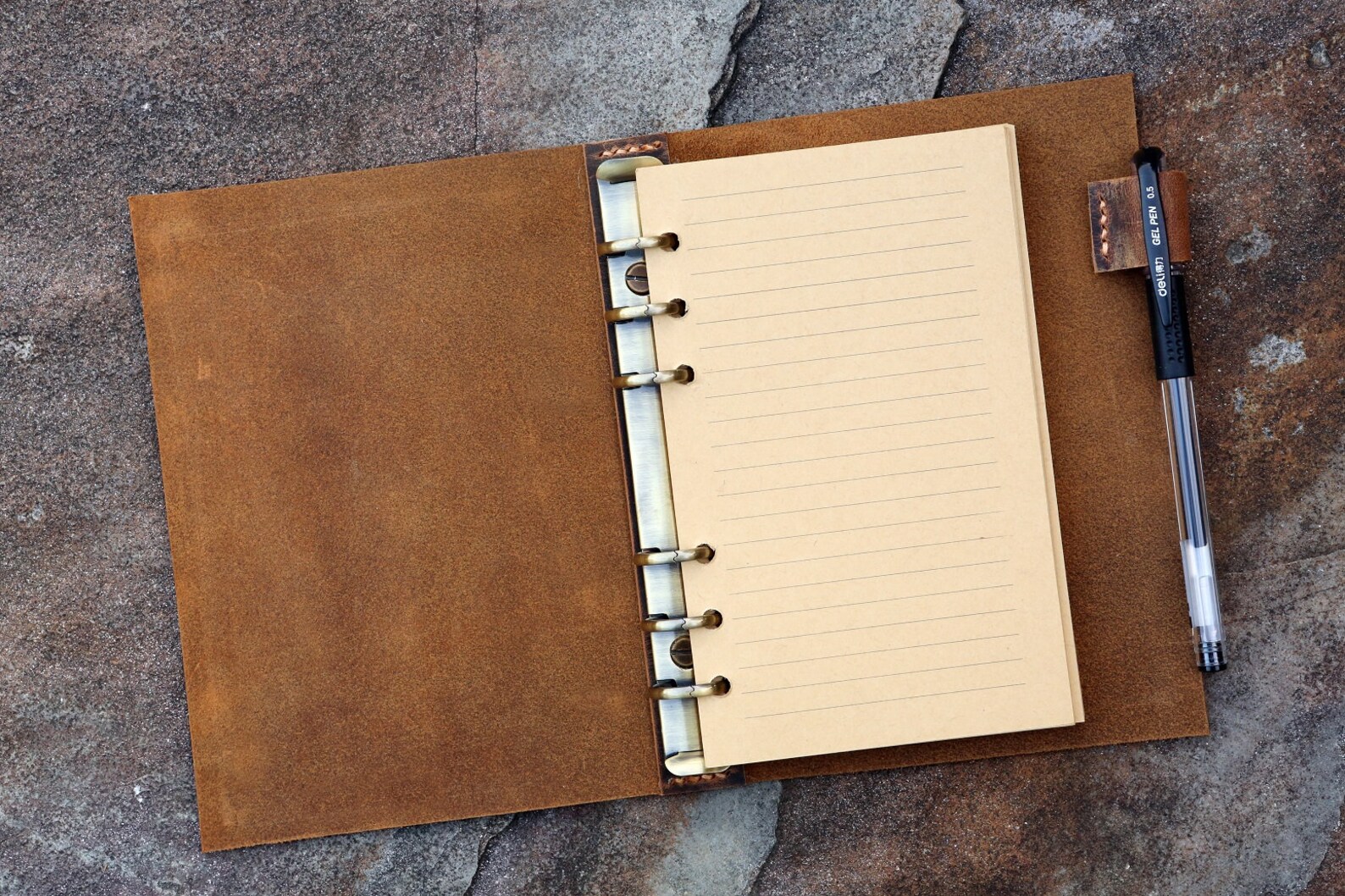 Rustic Refillable Personalized Refillable 6 Ring Rustic Leather A6 Journal Cover - Etsy ...
