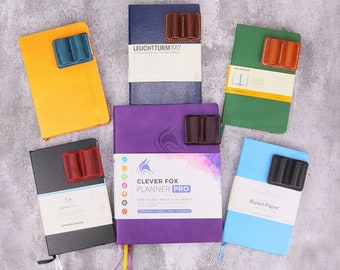 Color Leather dual pen pencil holder for notebook journal ,  leuchtturm1917 pen loop , notebook pen pencil holder clip W10-LDPH