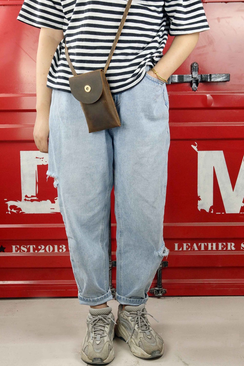 Vintage retro leather small sling bag distressed leather Etsy