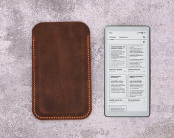 Handmade Full Grain Leather Sleeve Case for Viwoods AI Paper Reader T02-LSVW