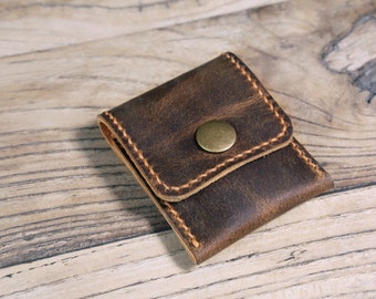Personalized leather travel jewelry pouch , brown black leather wedding ring case box , distressed leather ring holder Z09-LRHXX