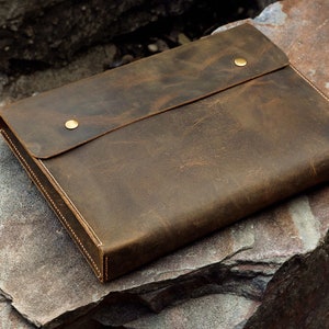 Personalized vintage leather document holder case folder ,A4 / letter size leather paper file case organizer portfolio - DH05S