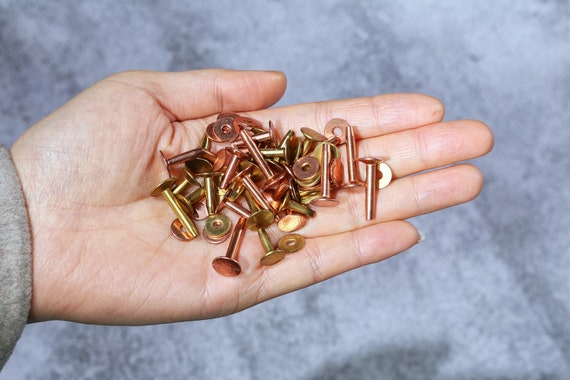 10 PCS Heavy Duty Solid Brass /copper Rivets and Burrs for Leather Work,  10mm 19mm Quality Copper Leather Stud Rivets Kit H33-MCSR 