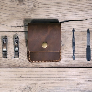 Organiseur en cuir personnalisé pour outils de manucure, trousse de manucure en cuir pleine fleur, cadeau de manucure Z08-LMC05S