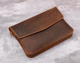 Handmade Full Grain Leather Work Bag, leather crossbody mini bag, Slim Laptop Shoulder Bag, Minimalist Crossbody Bag T09-LSMB