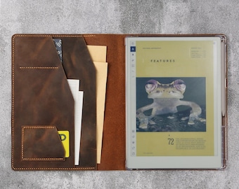 Genuine Leather Folio Case Cover with Pen Holder For reMarkable Paper Pro Pure V10-LRMB05S