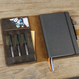 Personalized leather portfolio folio for Full Focus Planner ,  customized Full Focus Planner leather cover case - NFFA505C