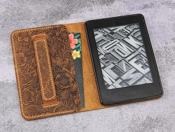 Women embossing leather kindle paperwhite 12th 11th case , Tooled leather 2024 Kindle 11th gen case cover, Kindle Oasis case  W11-KD05CWP