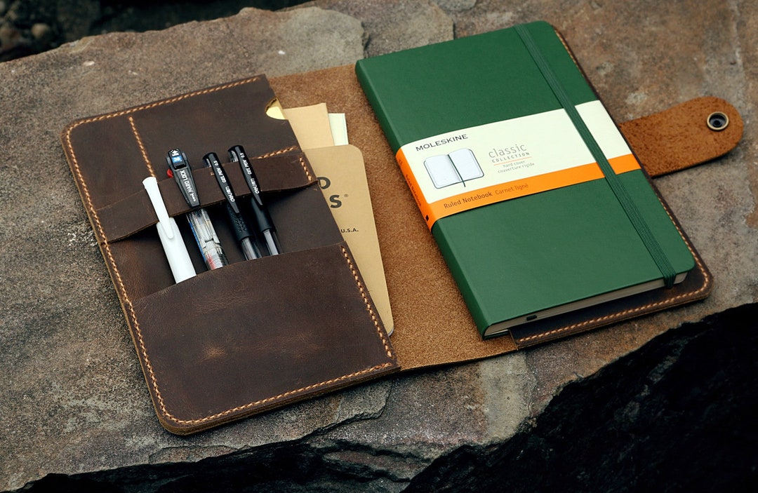 leather portfolio for A5 Moleskine Agenda Field notes notebook – DMleather