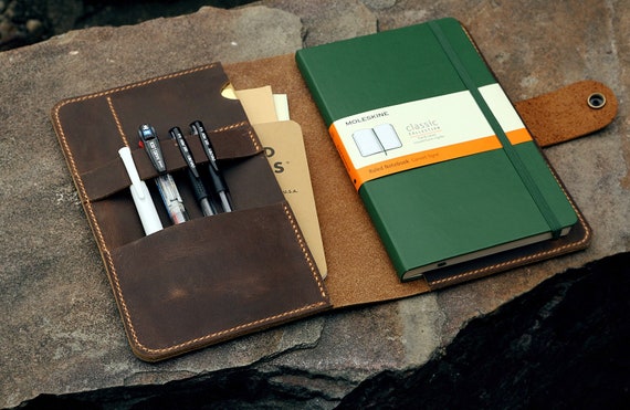 Personalized Leather Moleskine Cover With Pen Holder Custom Leather Cover for Large Moleskine Volant Cahier Journal Notebook MA505NC1 Etsy Canada