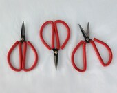 RARE Red rubber handle industrial vintage black iron scissor  very sharp great for craft project or gardening