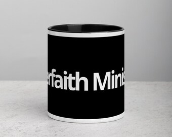 Interfaith Minister Mug with Color Inside--Black