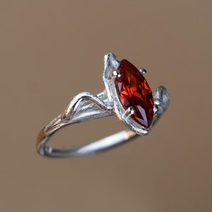 Red Garnet Ring, Birthstone Ring, Dainty Personalized Ring, Marquise Cut Natural Garnet Ring, 18k Gold Vermeil, Dainty Women Ring