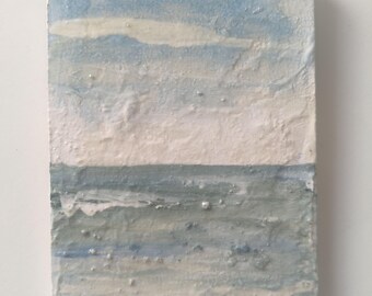 Soft Horizon III - Original Abstract Painting on Wood Panel 13 x 18 cm