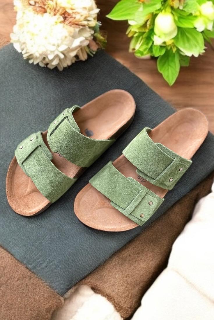 Handgefertigte Anatomische Unisex Ledersandalen mit Natürlicher Korksohle für Damen und Herren