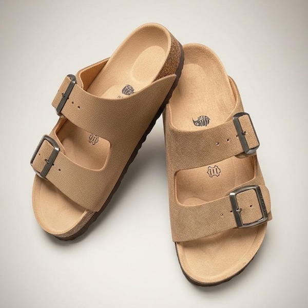 Handcrafted Anatomical Leather Sandals with Cork Sole - Unisex Orthopedic Footwear for Comfort