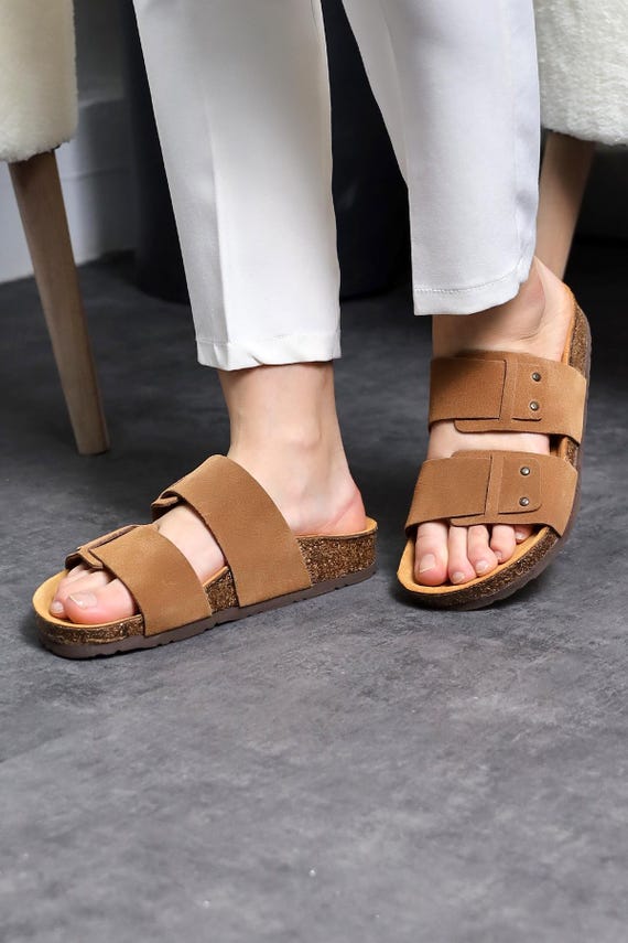Sandalias de piel unisex anatómicas hechas a mano con suela de