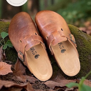 Handgefertigte Leder Clogs - Unisex Kork Sohle Hausschuhe
