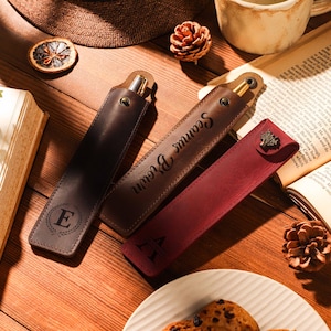 Engraved Leather Pen Case,Tree-Shaped Genuine Leather Pen Bag,Personalised Fountain Pen Storage Bag,Customisable Fountain Pen Protective Bag