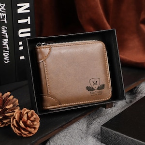Cartera personalizada para hombre para papá, cartera de regalo para el día del padre, caja de regalo, cartera con nombre personalizado, regalos para esposo, regalo para padrino, regalo de aniversario para él