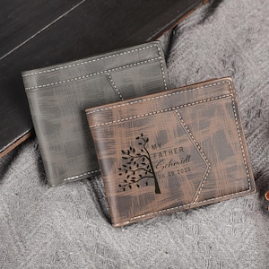 Cartera de regalo para el día del padre, caja de regalo, cartera personalizada para hombre para papá, cartera con nombre personalizado, regalos para marido, regalo para padrino, regalo de aniversario para él