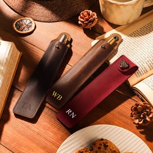 Engraved Leather Pen Case,Tree-Shaped Genuine Leather Pen Bag,Personalised Fountain Pen Storage Bag,Customisable Fountain Pen Protective Bag