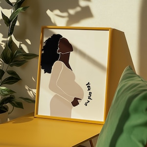 Póster de embarazo, tú y yo, arte de pared para la habitación de la bebé, regalo para la futura mamá, regalo de baby shower, regalo de maternidad, barriga de bebé, mujer recién nacida con vestido beige